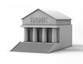 stock photo of banking  - computer generated classical building of a bank - JPG 