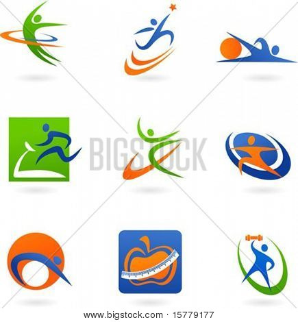 Picture or Photo of Colorful abstract fitness icons