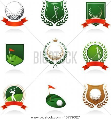 Picture or Photo of Collection of golf labels, badges and icons