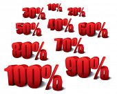 stock photo of percentage  - collection of discount numbers isolated on white background - JPG 