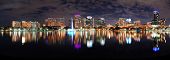 image of buildings  - Orlando Lake Eola panorama with office buildings at night - JPG 