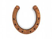 image of horse  - a 3D render of a rusty horse shoe - JPG 