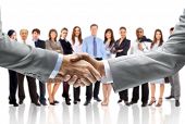 stock photo of handshake  - handshake isolated on business background - JPG 