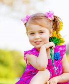 picture of nature  - Happy baby girl playing outdoor - JPG 
