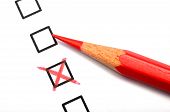 picture of tickbox  - checkbox and red pen showing customer service survey or satisfaction concept to improve sales - JPG 