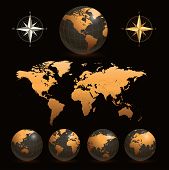 pic of world  - Earth globes with detailed world map - JPG 