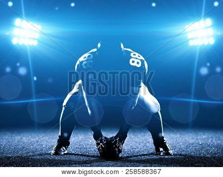 Poster: American football player starting football