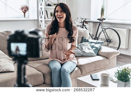 Poster: Modern Influencer Female Vlogger Making
