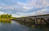 stock photo of bridge  - Bridge on the Old Rhine on the border of France - JPG 