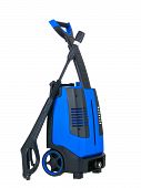 foto of pressure  - Blue pressure portable washer side view on pure white background - JPG 