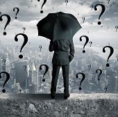 picture of future  - Concept of businessman with many questions and no answer - JPG 
