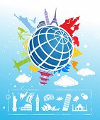 image of globe  - A set of famous landmarks on a sketchy style around the globe - JPG 