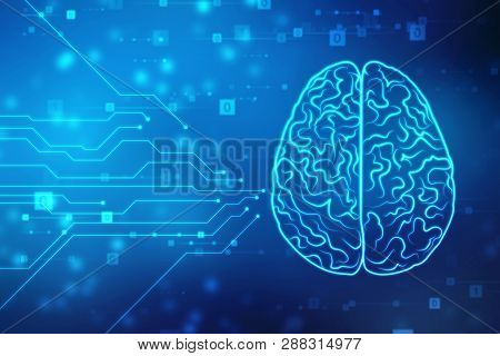Poster: Human Brain 2d Illustration Digital