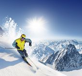 picture of competition  - Skier in high mountains - JPG 
