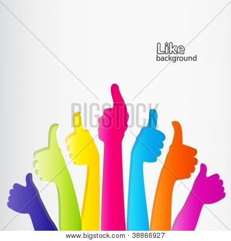 Picture or Photo of Like and Thumbs Up symbol. Abstract background.  Vector illustration.