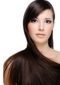 stock photo of hair  - portrait of beautiful young woman with luxuriant healthy long hair - JPG 