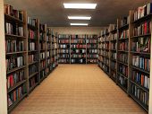 stock photo of interior  - bookshelf in library - JPG 