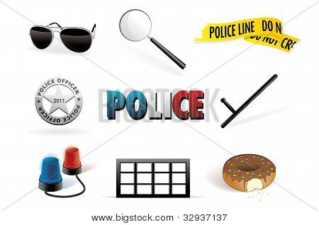 Vector police, order and law icon set Picture - Royalty Free Stock