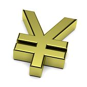 pic of currency  - 3D golden Yen or Yuan currency sign isolated on white background illustration - JPG 