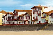 picture of france  - Typical white and red buildings from Saint Jean de Luz France Pays Basque - JPG 