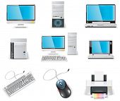 stock photo of workstation  - Vector white computer icon set - JPG 