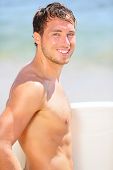 stock photo of holidays  - Surfer beach man portrait - JPG 