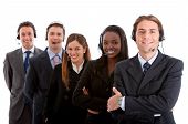pic of team  - business customer support team with headsets isolated over a white background - JPG 