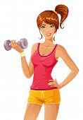 foto of buildings  - Beautiful girl working out with dumb - JPG 