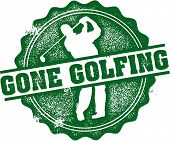 stock photo of golf  - Gone Golfing Vintage Stamp - JPG 