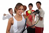 image of sports  - Teenagers dressed for different sports - JPG 