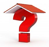stock photo of home  - Red Question mark under home roof - JPG 