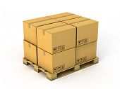 stock photo of ecommerce  - Cardboard boxes on wood pallet - JPG 