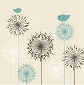 picture of animals  - Vintage  background with birds and flowers - JPG 