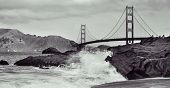 picture of bridge  - A view of Golden Gate Bridge from Baker Beach in San Francisco - JPG 