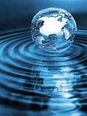 pic of ripple  - Wireframe globe on rippled water with reflection - JPG 