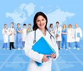 image of health  - Doctor woman with a medical team - JPG 